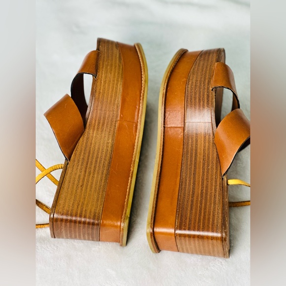 Roberto Cavalli Ankle Wrap Leather Wedge Sandals Size 36 or size 6 - Picture 5 of 9